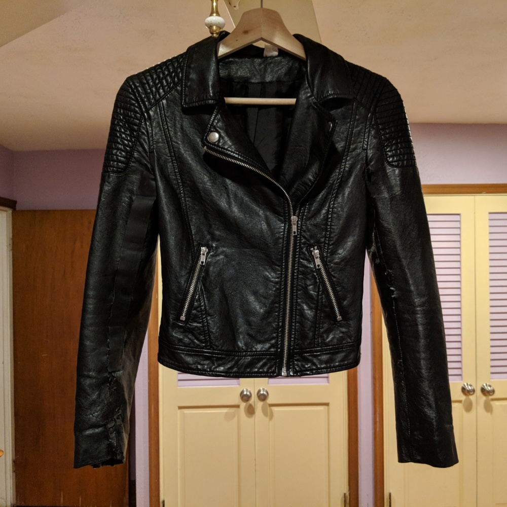 H&M Divided Black Faux Leather Moto Jacket